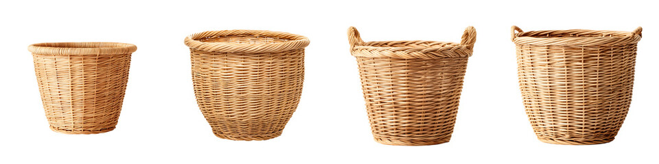 Assortment of Woven Wicker Baskets for Storage and Display