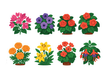 Gardening and plant care icons set - flat, outline, horticulture and garden tools
