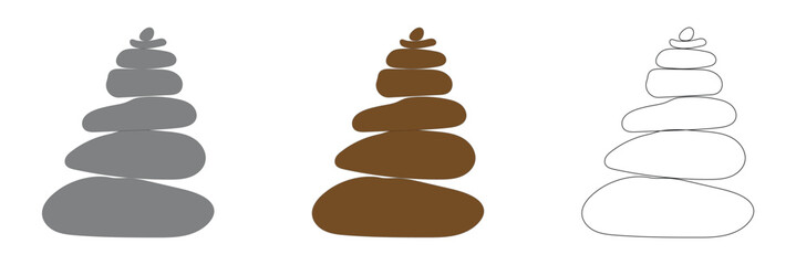 Balanced Zen stone logo template Vector Zen yoga stones stack or spa pebbles black and white graphic line illustration. EPS 10 . 