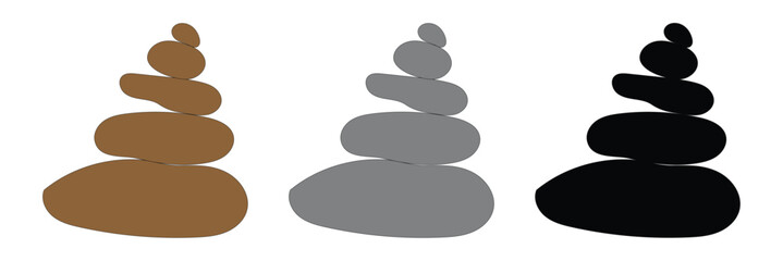 Balanced Zen stone logo template Vector Zen yoga stones stack or spa pebbles black and white graphic line illustration. EPS 10 . 