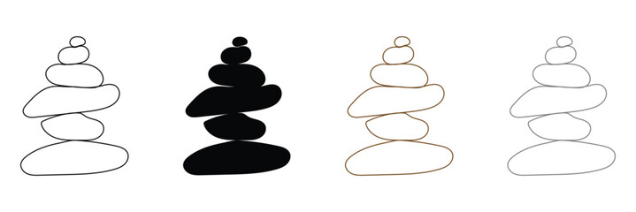Balanced Zen stone logo template Vector Zen yoga stones stack or spa pebbles black and white graphic line illustration. EPS 10 . 