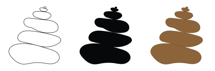 Balanced Zen stone logo template Vector Zen yoga stones stack or spa pebbles black and white graphic line illustration. EPS 10 . 