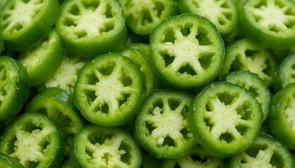 Green Pepper Slices Isolated on Transparent Background – Fresh Healthy Food Cutout PNG (Generative AI)