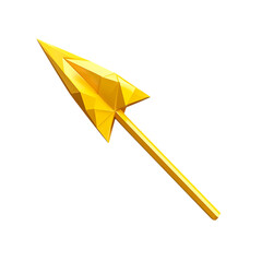 Futuristic Arrow with Angular Facets in Electric Yellow Isolated on Transparent Background