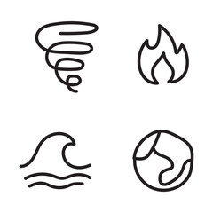 Obraz premium Icon set of 4 elements, black color on white background. Vector illustration.