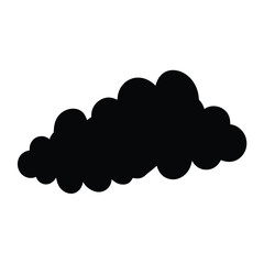 Single puffy black cloud silhouette against white background, creating an atmospheric effect