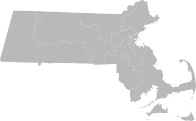 Massachusetts congressional districts vector map (Web Mercator projection, PPT-compatible & fully editable)