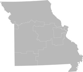 Missouri congressional districts vector map (Albers equal area conic projection, PPT-compatible & fully editable)
