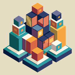 Obraz premium isometric city of cubes
