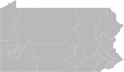 Pennsylvania congressional districts vector map (Web Mercator projection, PPT-compatible & fully editable)