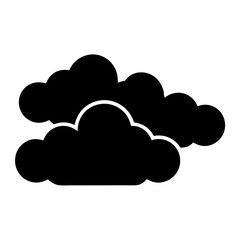 Silhouette of two fluffy clouds floating gently in the serene sky