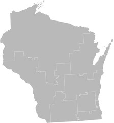 Wisconsin congressional districts vector map (Albers equal area conic projection, PPT-compatible & fully editable)