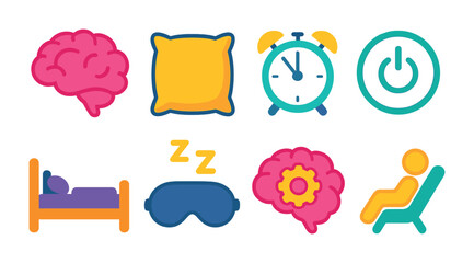 Sleep and relaxation icons set &ndash; flat, filled, bedtime and rest symbols
