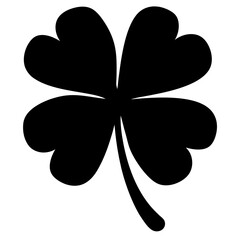 Four leaf clover symbol in black and white representation of luck