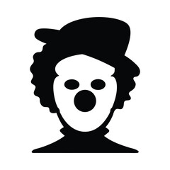 Silhouette of a clown head wearing a hat with circular features