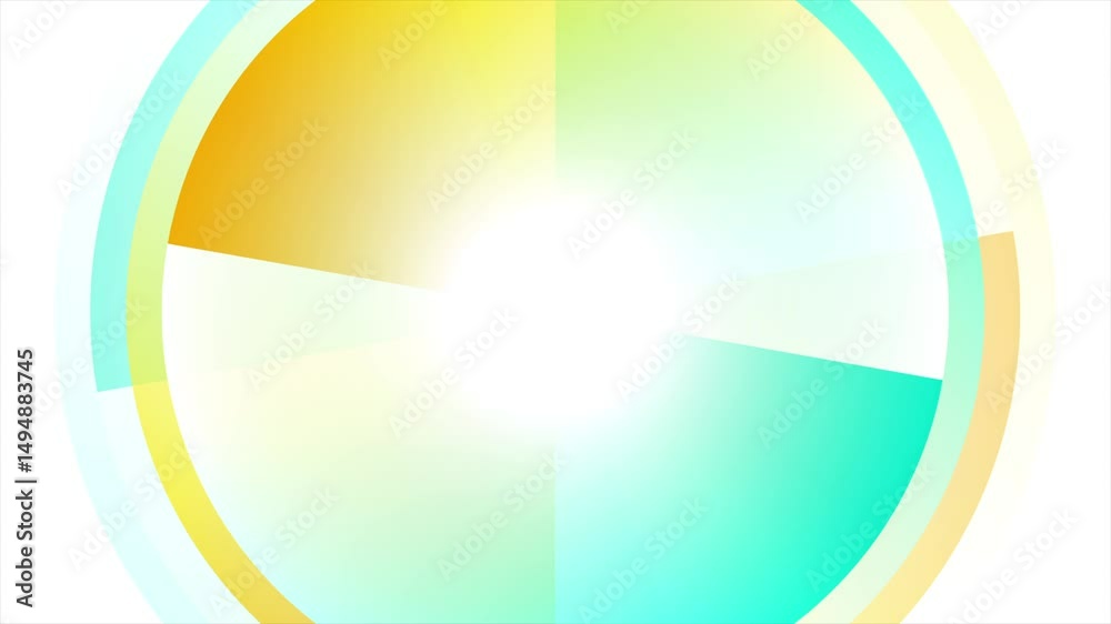 Poster cyan blue and yellow shiny circles abstract minimal tech background. seamless looping geometric moti