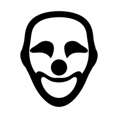 Naklejka premium Simplified black and white image of a stylized happy clown face