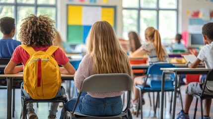 Teachers collaborating to develop an inclusive classroom layout, ensuring accessibility for all students.