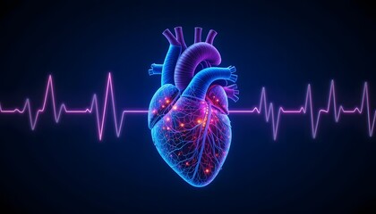 Heart Anatomy and ECG EKG Rhythm heartbeat: A Vivid Medical Illustration
