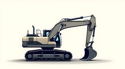 A meticulously rendered excavator at a bustling construction site. Every detail of the heavy machinery is captured with technical precision and artistic flair. Vector design illustrasi.