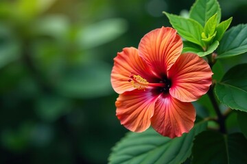 Bold tropical hibiscus, lush greenery, vibrant color burst, colorful, tropical, exotic