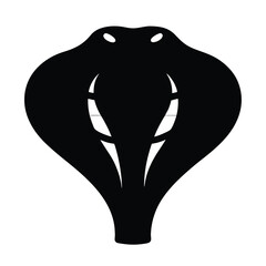 Bold minimalist illustration of a cobra snake head in black silhouette