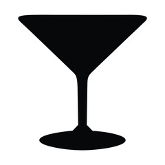 Elegant black silhouette illustration of a classic martini glass on white