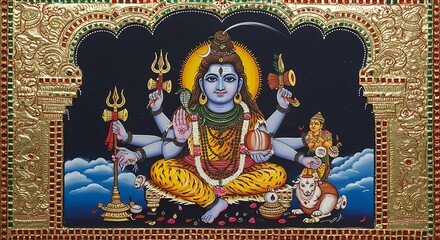 Obraz premium Hindu deity shiva painting