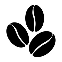 Minimalist illustration of three coffee beans against a white background with solid color