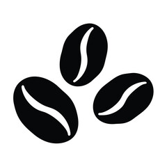 Three coffee beans in black and white simple elegant design style