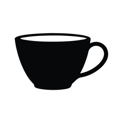 Simple Black Coffee Cup Silhouette on a White Background Illustration