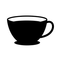 Stylized Black Cup Silhouette for Hot Beverages Like Tea and Coffee