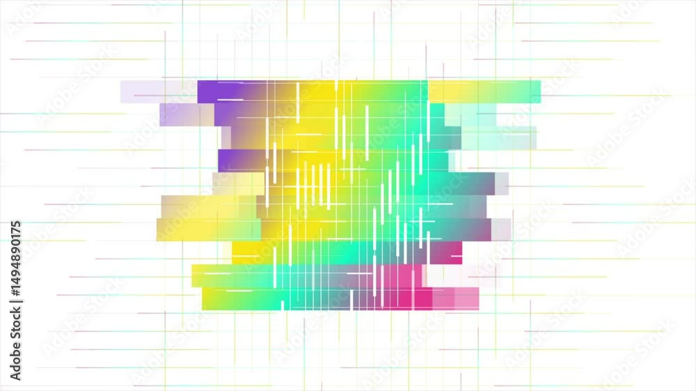 Aufkleber Colorful gradient square and lines abstract minimal geometric background. Seamless looping glitch motion design. Video animation Ultra HD 4K 3840x2160