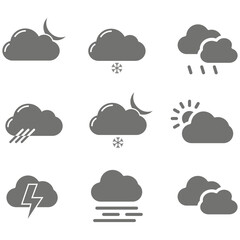 clouds icons shape , design and style in different forms