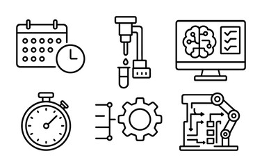 Technology and science outline icons set &ndash; lab, research, innovation design symbols