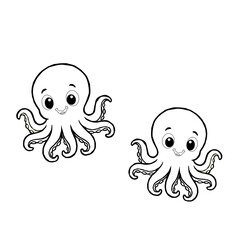 Octopus doodle art.Vector Illustration of Hand drawn Cute Octopus Doodle art. A cartoon cute octopus illustration, octopus character design.Octopus Line Icon. Funny Octopus Vector Illustration Cartoon