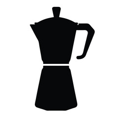 Elegant Black Silhouette of a Classic Moka Pot for Brewing Coffee