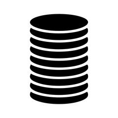 Minimalist depiction of a layered stack resembling coins or a data server