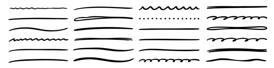 Underline doodle. doodle line set