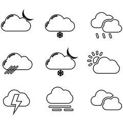 clouds icons shape , design and style in different forms