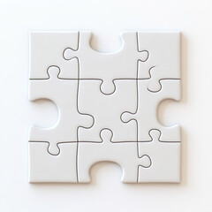 Obraz premium White jigsaw puzzle nine pieces solution teamwork concept