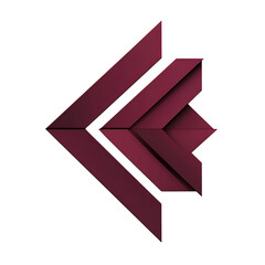 Abstract Arrow with Overlapping Layers in Burgundy Isolated on Transparent Background