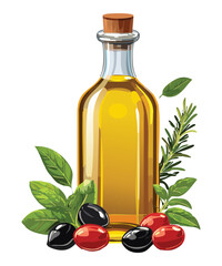 Olive Oil Bottle Kitchen Essential - Vector Illustration