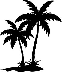 Tropical summer beach vacation design with palm tree silhouettes