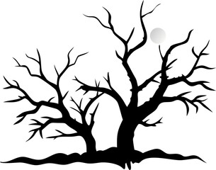 Nature tree silhouette vector illustration with leaf and branch design