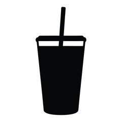 A simple black silhouette of a takeaway cup with a straw