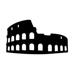 Naklejka premium Dramatic Silhouette of the Colosseum Rome's Ancient Amphitheater in Italy