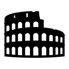 Simple Black and White Silhouette of the Colosseum in Rome, Italy