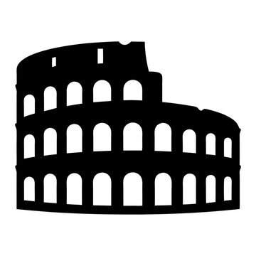 Simple Black and White Silhouette of the Colosseum in Rome, Italy