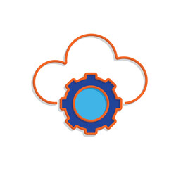 Optimization icon. Cloud Optimization. Cloud with gear. Symbol for Process, automation, productivity. Mixed design style